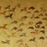 Painted Elk Hide with Scene of Buffalo Hunt. ID 1958.1310.001.