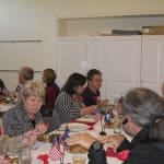 Enjoying catered lunch